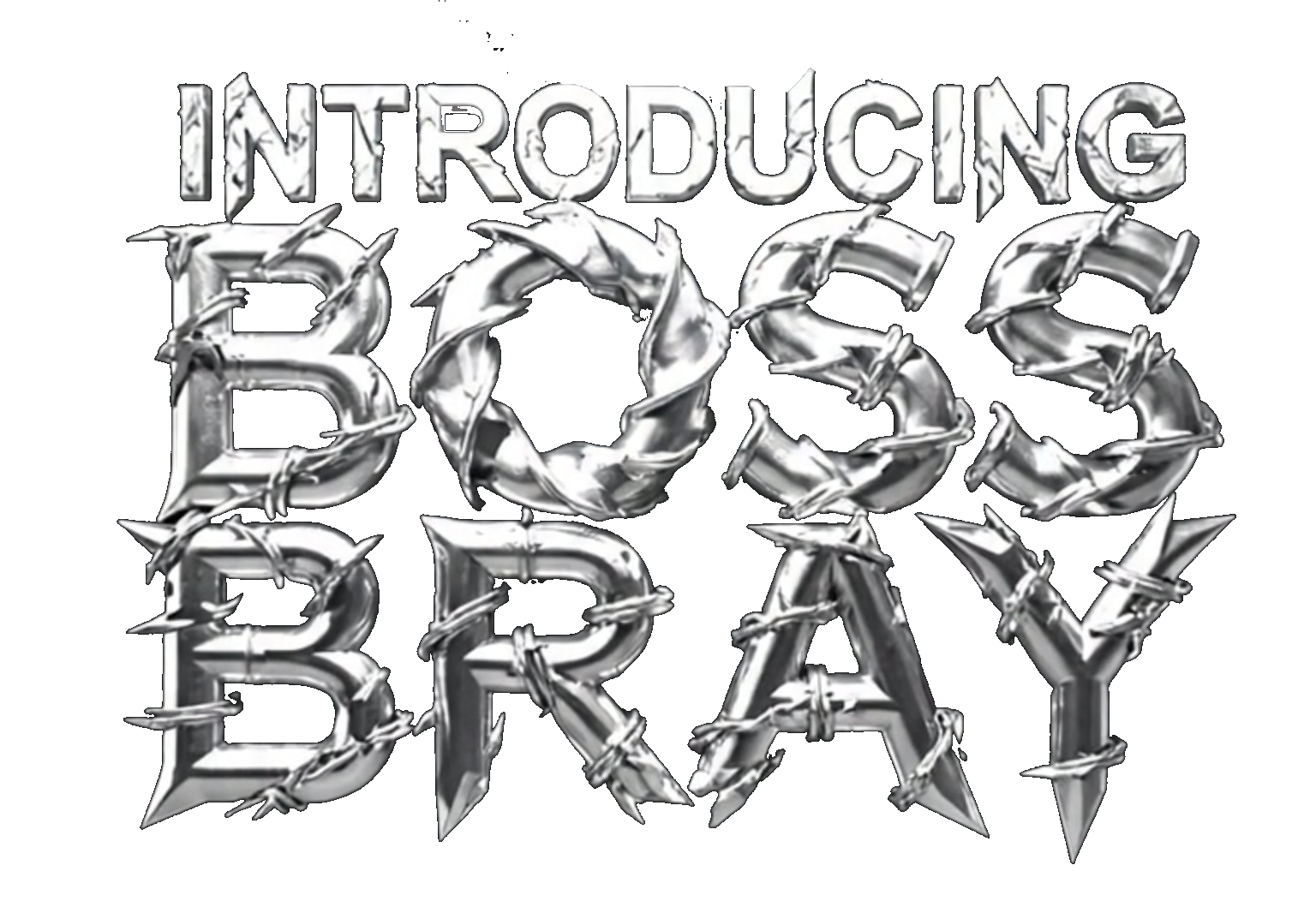 Text reads 'Introducing Boss Bray' with metallic, 3D-style letters on a black background.