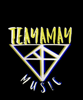 Logo with the words 'TEAMAMAY' and 'MUSIC' above and below a stylized diamond shape, on a black background.